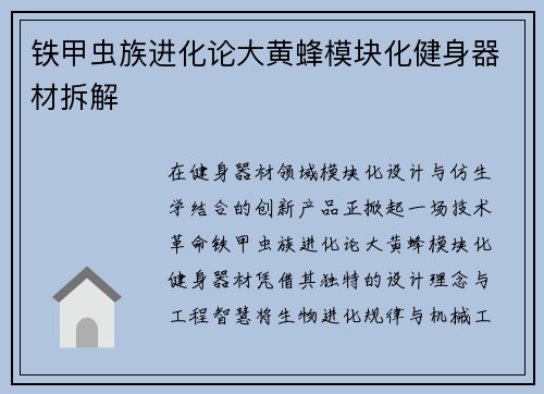 铁甲虫族进化论大黄蜂模块化健身器材拆解